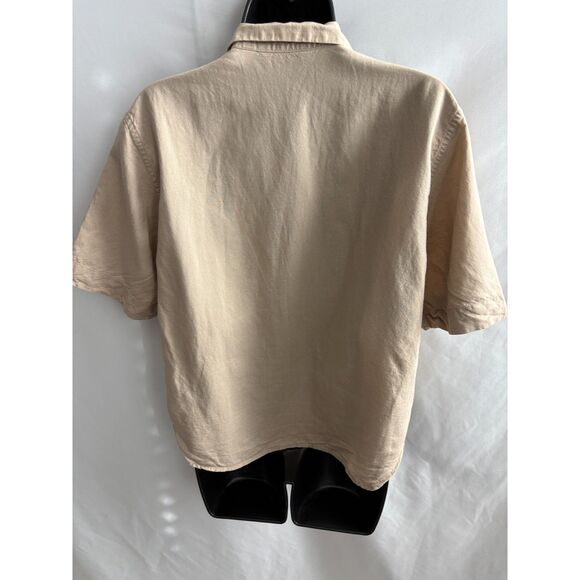 Uniqlo Beige Natural Cropped Button Down Shirt Size XS Linen Blend Lagenlook - Picture 5 of 9